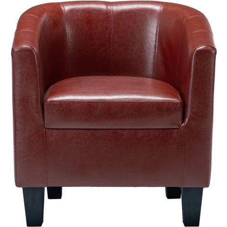TRUE DEAL Fauteuil Avec Repose-pied Rouge Bordeaux Similicuir 6 TRUE DEAL Fauteuil Avec Repose-pied Rouge Bordeaux Similicuir – Image 4