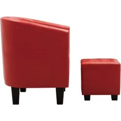 TRUE DEAL Fauteuil Avec Repose-pied Rouge Similicuir -Pas Cher Fauteuil Magasin 26225526 4