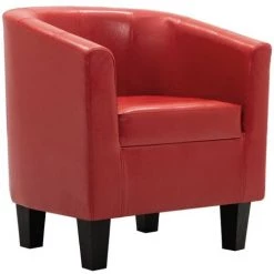 TRUE DEAL Fauteuil Avec Repose-pied Rouge Similicuir -Pas Cher Fauteuil Magasin 26225526 5