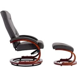 TRUE DEAL Fauteuil Inclinable Avec Repose-pied Gris Similicuir -Pas Cher Fauteuil Magasin 26225776 3