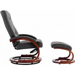 TRUE DEAL Fauteuil Inclinable Avec Repose-pied Gris Similicuir -Pas Cher Fauteuil Magasin 26225776 4