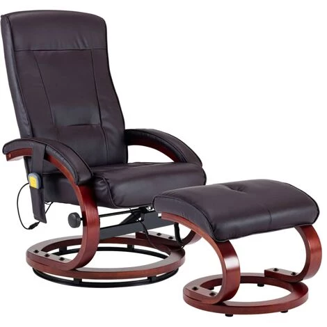 TRUE DEAL Fauteuil De Massage Avec Repose-pieds Marron Similicuir 4 TRUE DEAL Fauteuil De Massage Avec Repose-pieds Marron Similicuir – Image 2