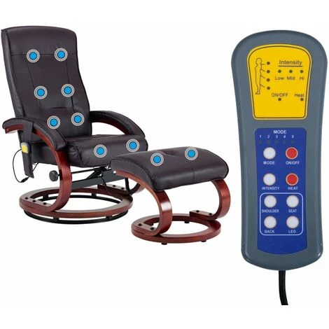 TRUE DEAL Fauteuil De Massage Avec Repose-pieds Marron Similicuir 6 TRUE DEAL Fauteuil De Massage Avec Repose-pieds Marron Similicuir – Image 4