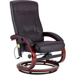 TRUE DEAL Fauteuil De Massage Avec Repose-pieds Marron Similicuir 11 TRUE DEAL Fauteuil De Massage Avec Repose-pieds Marron Similicuir -Pas Cher Fauteuil Magasin 26225782 5