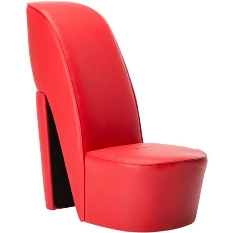 TRUE DEAL Chaise En Forme De Chaussure à Talon Haut Rouge Similicuir 3 TRUE DEAL Chaise En Forme De Chaussure à Talon Haut Rouge Similicuir