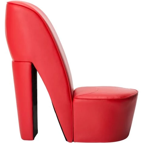 TRUE DEAL Chaise En Forme De Chaussure à Talon Haut Rouge Similicuir 4 TRUE DEAL Chaise En Forme De Chaussure à Talon Haut Rouge Similicuir – Image 2