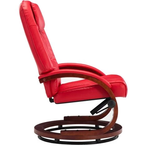 TRUE DEAL Fauteuil Inclinable Avec Repose-pied Rouge Similicuir 7 TRUE DEAL Fauteuil Inclinable Avec Repose-pied Rouge Similicuir – Image 5