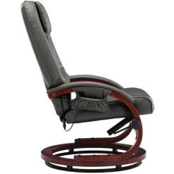 TRUE DEAL Fauteuil De Massage Avec Repose-pied Gris Similicuir -Pas Cher Fauteuil Magasin 26225865 5