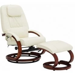 TRUE DEAL Fauteuil De Massage Avec Repose-pied Blanc Cassé Similicuir 8 TRUE DEAL Fauteuil De Massage Avec Repose-pied Blanc Cassé Similicuir -Pas Cher Fauteuil Magasin 26225867 2