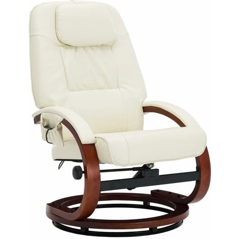 TRUE DEAL Fauteuil De Massage Avec Repose-pied Blanc Cassé Similicuir 5 TRUE DEAL Fauteuil De Massage Avec Repose-pied Blanc Cassé Similicuir – Image 3
