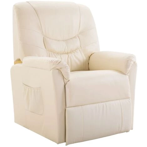 TRUE DEAL Chaise Inclinable Crème Similicuir 3 TRUE DEAL Chaise Inclinable Crème Similicuir