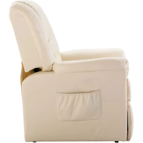 TRUE DEAL Chaise Inclinable Crème Similicuir 5 TRUE DEAL Chaise Inclinable Crème Similicuir – Image 3
