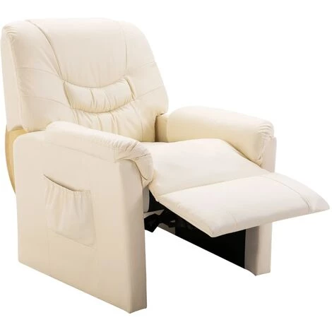 TRUE DEAL Chaise Inclinable Crème Similicuir 7 TRUE DEAL Chaise Inclinable Crème Similicuir – Image 5