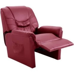 TRUE DEAL Chaise Inclinable Rouge Bordeaux Similicuir 11 TRUE DEAL Chaise Inclinable Rouge Bordeaux Similicuir -Pas Cher Fauteuil Magasin 26225942 5