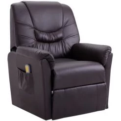 TRUE DEAL Fauteuil Inclinable De Massage Marron Similicuir