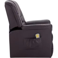 TRUE DEAL Fauteuil Inclinable De Massage Marron Similicuir -Pas Cher Fauteuil Magasin 26225945 3