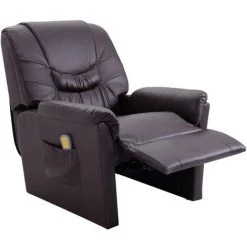 TRUE DEAL Fauteuil Inclinable De Massage Marron Similicuir -Pas Cher Fauteuil Magasin 26225945 5