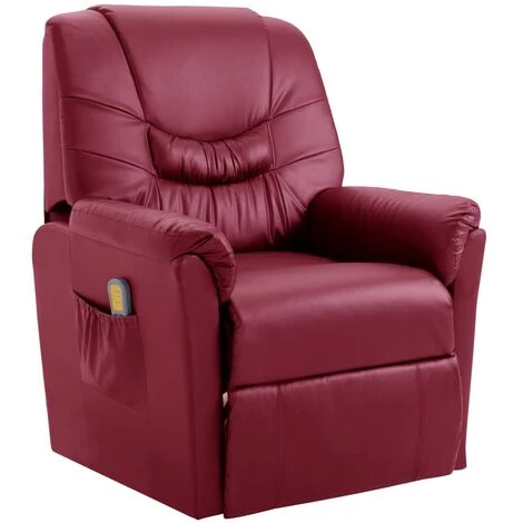 TRUE DEAL Fauteuil De Massage Rouge Bordeaux Similicuir 3 TRUE DEAL Fauteuil De Massage Rouge Bordeaux Similicuir
