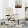 TRUE DEAL Fauteuil TV Avec Repose-pied Crème Similicuir -Pas Cher Fauteuil Magasin 26226038 1