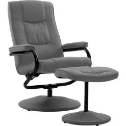 TRUE DEAL Fauteuil Inclinable Avec Repose-pied Gris Clair Tissu -Pas Cher Fauteuil Magasin 26226046 2