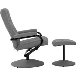 TRUE DEAL Fauteuil Inclinable Avec Repose-pied Gris Clair Tissu -Pas Cher Fauteuil Magasin 26226046 3