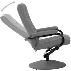 TRUE DEAL Fauteuil Inclinable Avec Repose-pied Gris Clair Tissu -Pas Cher Fauteuil Magasin 26226046 5