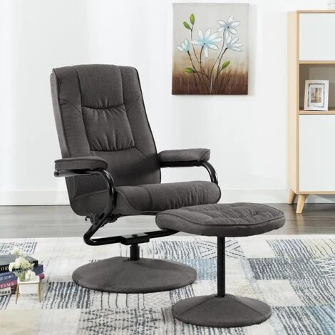 TRUE DEAL Fauteuil Inclinable Avec Repose-pied Gris Foncé Tissu 3 TRUE DEAL Fauteuil Inclinable Avec Repose-pied Gris Foncé Tissu