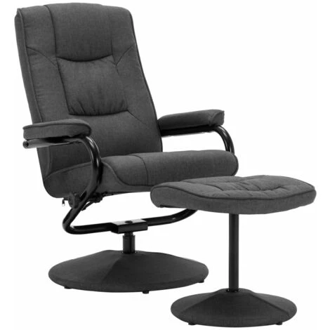 TRUE DEAL Fauteuil Inclinable Avec Repose-pied Gris Foncé Tissu 4 TRUE DEAL Fauteuil Inclinable Avec Repose-pied Gris Foncé Tissu – Image 2