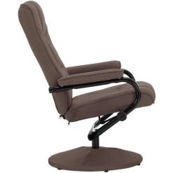 TRUE DEAL Fauteuil Inclinable Avec Repose-pied Marron Tissu -Pas Cher Fauteuil Magasin 26226048 5