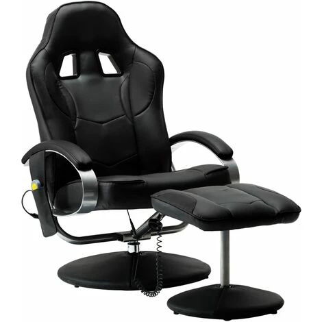 TRUE DEAL Fauteuil De Massage Avec Repose-pied Noir Similicuir 4 TRUE DEAL Fauteuil De Massage Avec Repose-pied Noir Similicuir – Image 2
