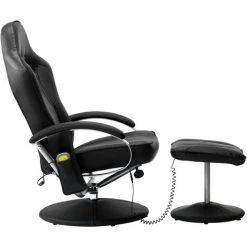 TRUE DEAL Fauteuil De Massage Avec Repose-pied Noir Similicuir 9 TRUE DEAL Fauteuil De Massage Avec Repose-pied Noir Similicuir -Pas Cher Fauteuil Magasin 26226061 3