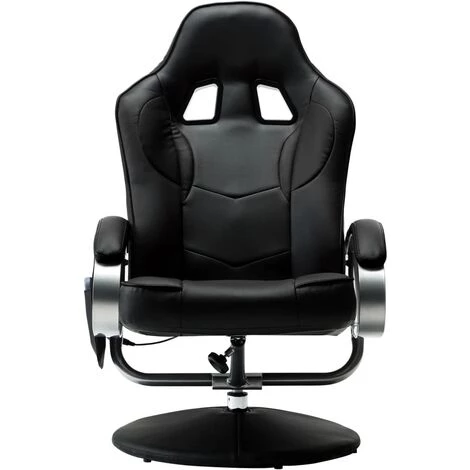 TRUE DEAL Fauteuil De Massage Avec Repose-pied Noir Similicuir 6 TRUE DEAL Fauteuil De Massage Avec Repose-pied Noir Similicuir – Image 4