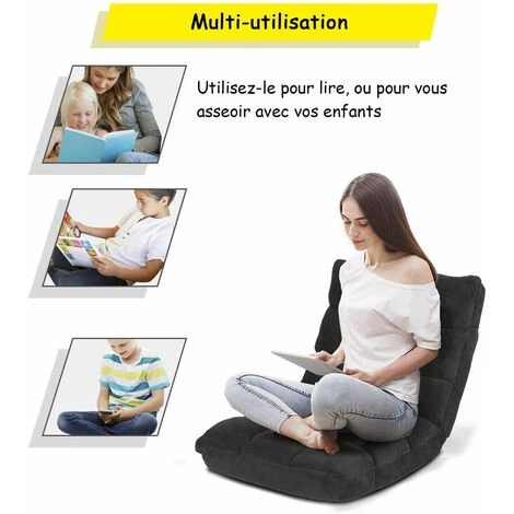 COSTWAY Canapé Paresseux Tatami Pliable Chaise De Plancher Coussin De Chaise De Lit Siège De Sol Pour Maison, Bureau 105x56x15 CM(Gris/Café/Noir) 4 COSTWAY Canapé Paresseux Tatami Pliable Chaise De Plancher Coussin De Chaise De Lit Siège De Sol Pour Maison, Bureau 105x56x15 CM(Gris/Café/Noir) – Image 2