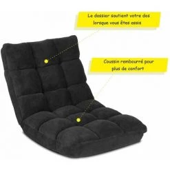 COSTWAY Canapé Paresseux Tatami Pliable Chaise De Plancher Coussin De Chaise De Lit Siège De Sol Pour Maison, Bureau 105x56x15 CM(Gris/Café/Noir) 10 COSTWAY Canapé Paresseux Tatami Pliable Chaise De Plancher Coussin De Chaise De Lit Siège De Sol Pour Maison, Bureau 105x56x15 CM(Gris/Café/Noir) -Pas Cher Fauteuil Magasin 26233721 4