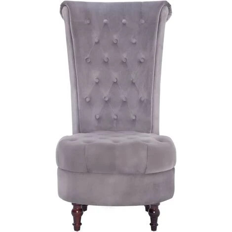 TRUE DEAL Chaise à Dossier Haut Gris Velours 4 TRUE DEAL Chaise à Dossier Haut Gris Velours – Image 2