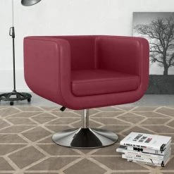 TRUE DEAL Fauteuil Pivotant Rouge Bordeaux Similicuir