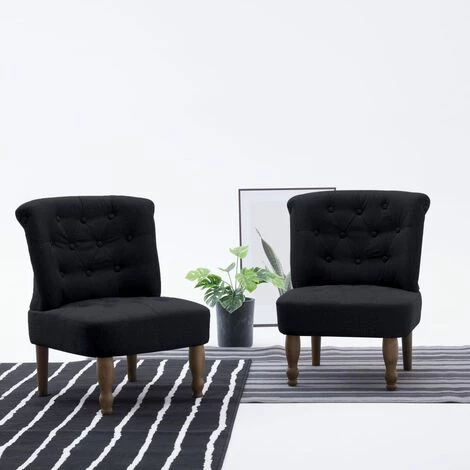 TRUE DEAL Chaises Françaises 2 Pcs Noir Tissu 3 TRUE DEAL Chaises Françaises 2 Pcs Noir Tissu