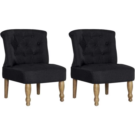 TRUE DEAL Chaises Françaises 2 Pcs Noir Tissu 4 TRUE DEAL Chaises Françaises 2 Pcs Noir Tissu – Image 2