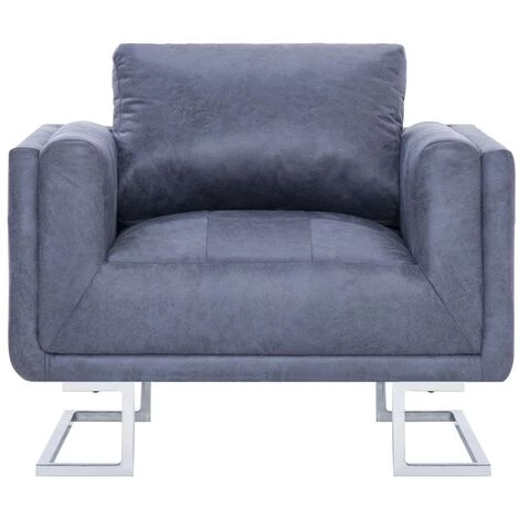 TRUE DEAL Fauteuil Cube Gris Similicuir Daim Largeur Du Siège : 54 Cm 5 TRUE DEAL Fauteuil Cube Gris Similicuir Daim Largeur Du Siège : 54 Cm – Image 3