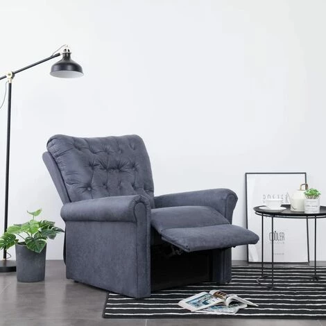 TRUE DEAL Chaise Inclinable Gris Similicuir Daim 5 TRUE DEAL Chaise Inclinable Gris Similicuir Daim – Image 3