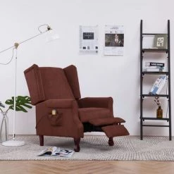 TRUE DEAL Fauteuil Inclinable De Massage Marron Tissu 9 TRUE DEAL Fauteuil Inclinable De Massage Marron Tissu -Pas Cher Fauteuil Magasin 26271770 3