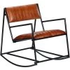 TRUE DEAL Chaise à Bascule Marron Cuir Véritable -Pas Cher Fauteuil Magasin 26272658 1