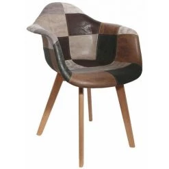 THE HOME DECO FACTORY Lot De 2 Fauteuils En Bois Et Simili Cuir Home Deco Factory -Pas Cher Fauteuil Magasin 26298420 3