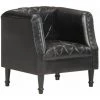 TRUE DEAL Fauteuil Noir Cuir Véritable De Chèvre 2 TRUE DEAL Fauteuil Noir Cuir Véritable De Chèvre -Pas Cher Fauteuil Magasin 26298585 1