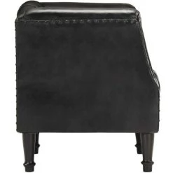 TRUE DEAL Fauteuil Noir Cuir Véritable De Chèvre 9 TRUE DEAL Fauteuil Noir Cuir Véritable De Chèvre -Pas Cher Fauteuil Magasin 26298585 3
