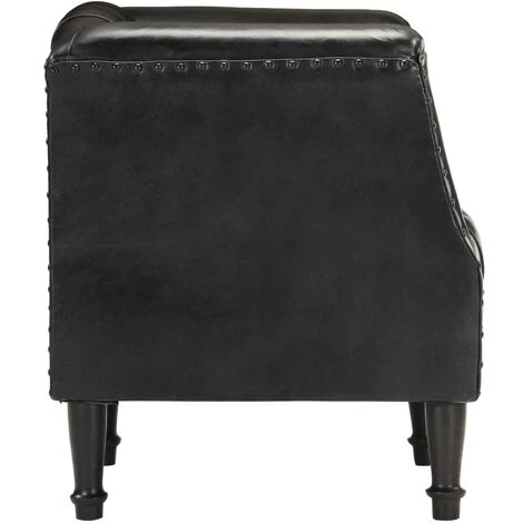 TRUE DEAL Fauteuil Noir Cuir Véritable De Chèvre 5 TRUE DEAL Fauteuil Noir Cuir Véritable De Chèvre – Image 3