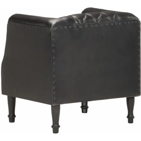 TRUE DEAL Fauteuil Noir Cuir Véritable De Chèvre 6 TRUE DEAL Fauteuil Noir Cuir Véritable De Chèvre – Image 4