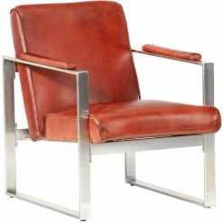 TRUE DEAL Fauteuil Tube Marron 60x73x77 Cm Cuir Véritable