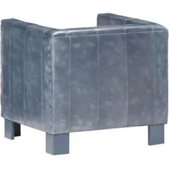 TRUE DEAL Fauteuil Gris Cuir Véritable -Pas Cher Fauteuil Magasin 26298916 4