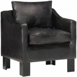 TRUE DEAL Fauteuil Noir Cuir Véritable
